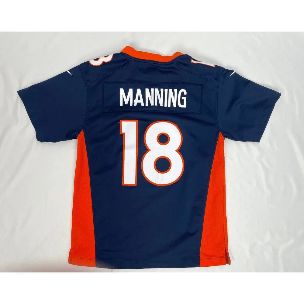 Nike NFL Broncos‎ Youth Medium 10/12 Peyton Manning Orange Blue Jersey Shirt #18